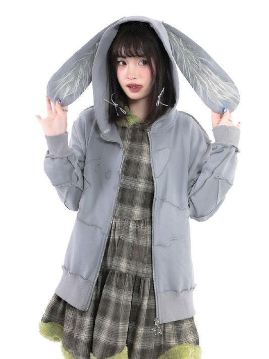 Rabbit Ears Hooded Sweatshirt Cardigan Jacket【s0000005708】
