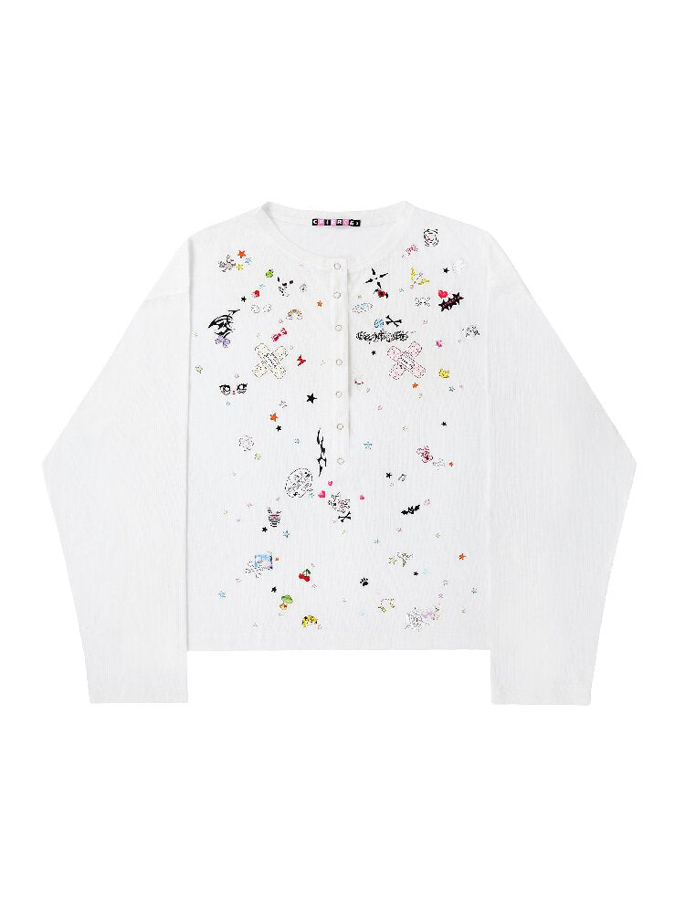 Sticker Print Open Front Top【s0000018734】