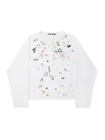 Sticker Print Open Front Top【s0000018734】