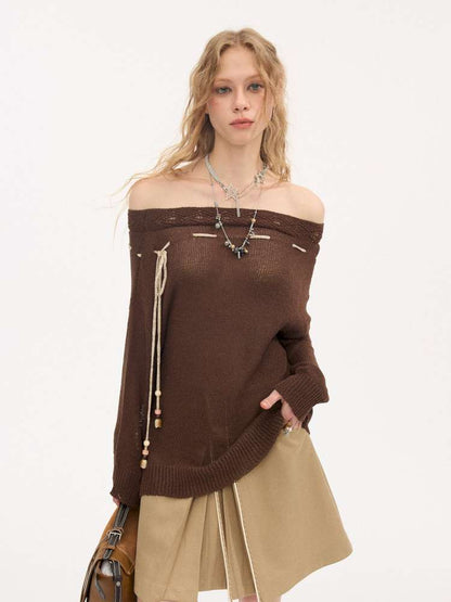 Slanted Strap Smock Knit Sweater【s0000015409】
