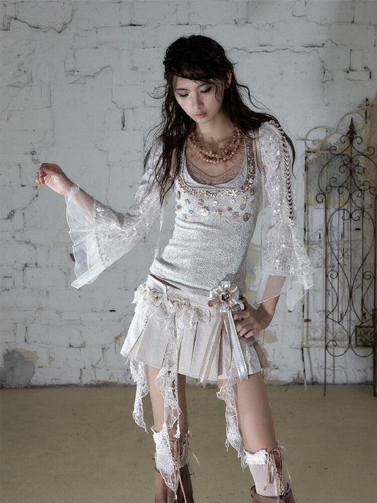 Pearl Chain Sequin Chiffon Cover Up【s0000016991】
