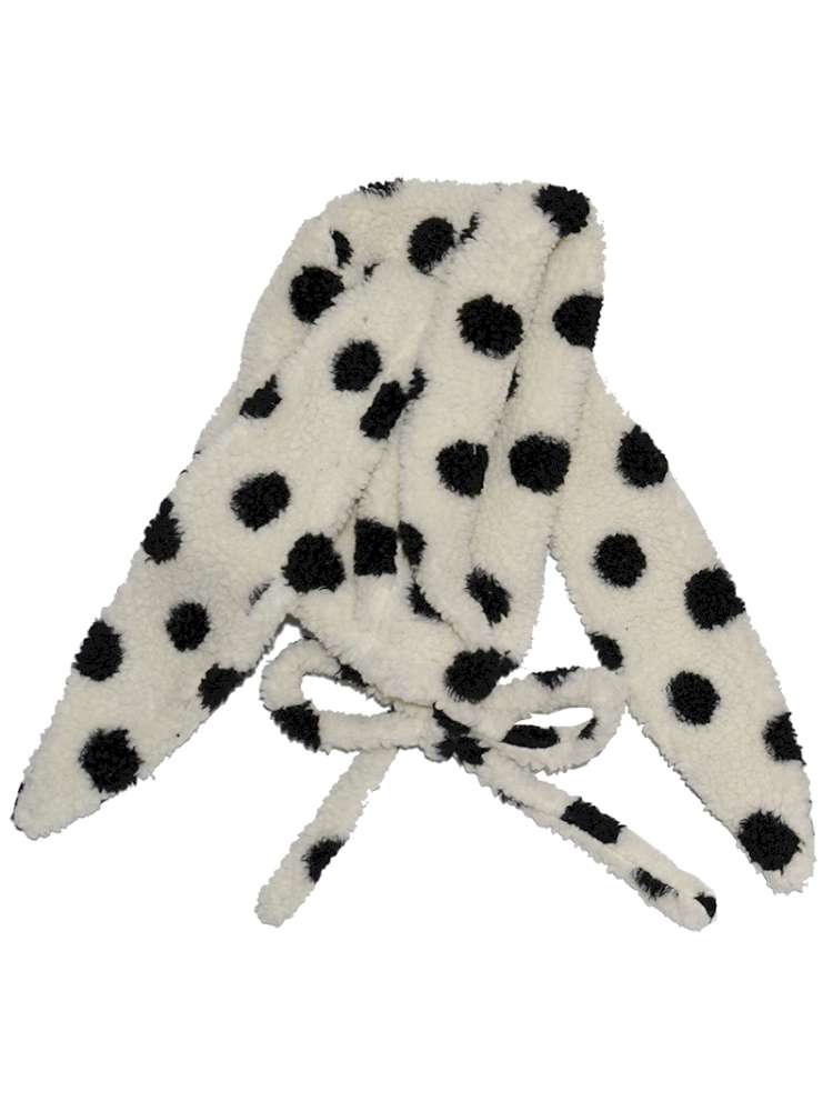Polka Dot Shearling Rabbit Ear Hat【s0000014528】