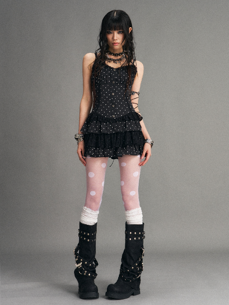 Vintage Lace Polka Dot Cake Dress【s0000017530】