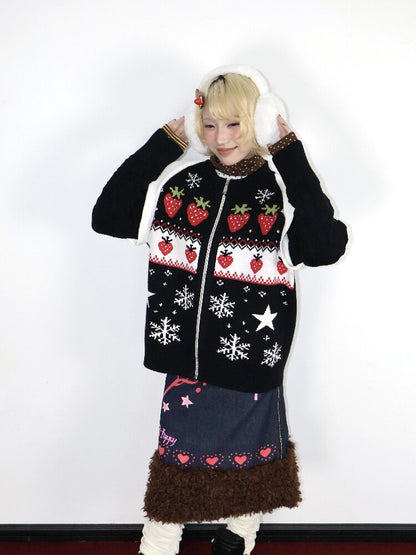 Strawberry Fair Isle Jacquard Sweater【s0000018669】