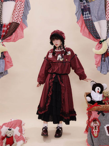 Plaid Lace Cake Waltz Skirt【s0000019284】