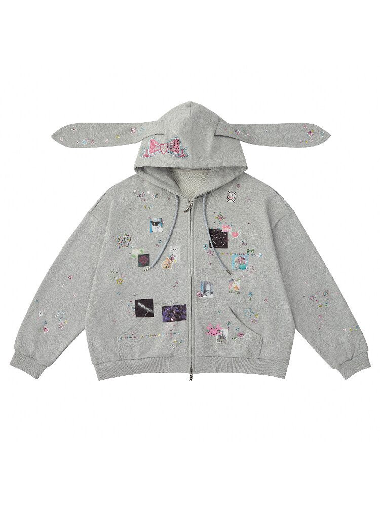 Sticker Rhinestone Rabbit Sweatshirt【s0000018739】