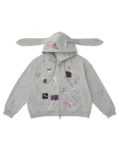 Sticker Rhinestone Rabbit Sweatshirt【s0000018739】
