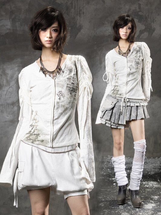 Printed Puff Sleeve Knit【s0000015954】