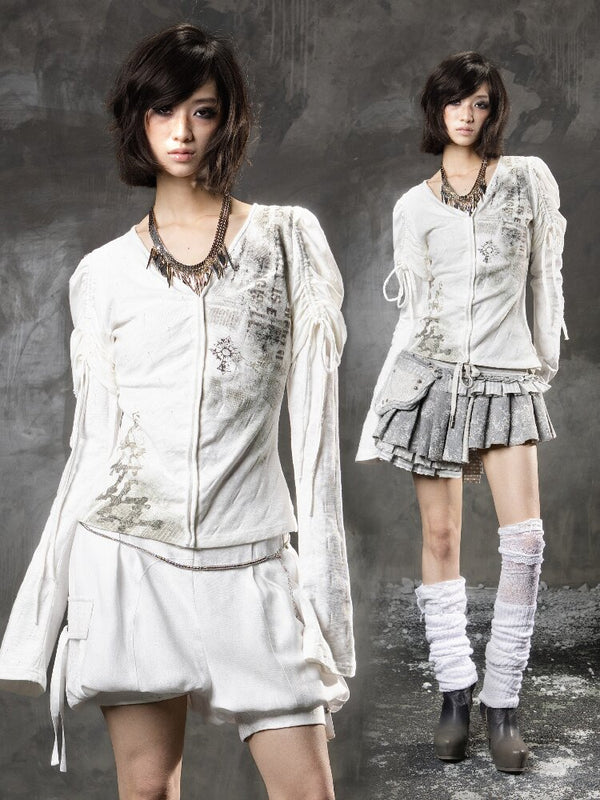 Printed Puff Sleeve Knit【s0000015954】