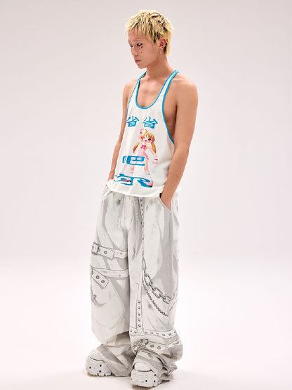 Hand-painted Printed Jeans【s0000011800】