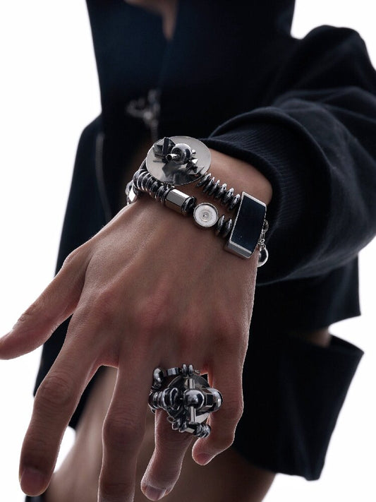 Heavy Beaded Futuristic Bracelet【s0000018840】