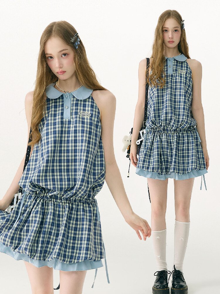 Summer Plaid Doll Collar Dress Girl【s0000017149】