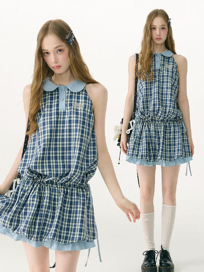 Summer Plaid Doll Collar Dress Girl【s0000017149】