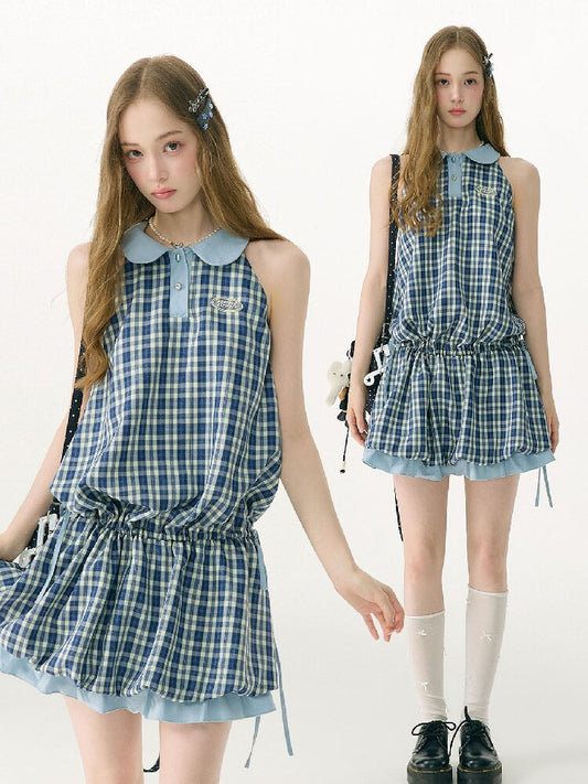 Summer Plaid Doll Collar Dress Girl【s0000017149】