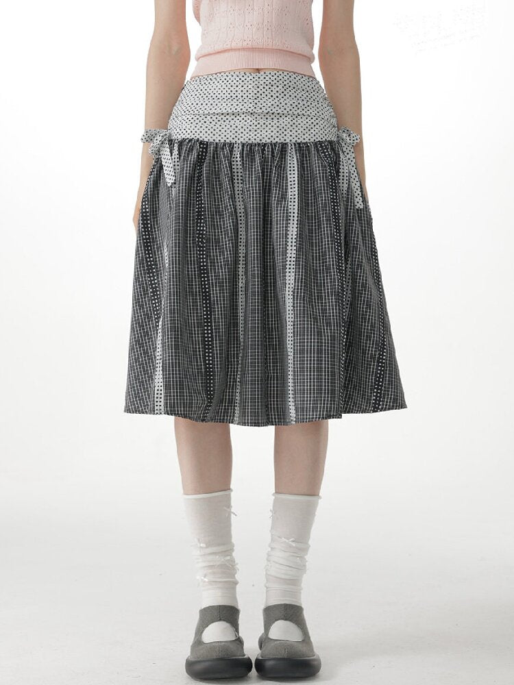 Retro Academy Plaid Polka Dot Skirt【s0000017154】