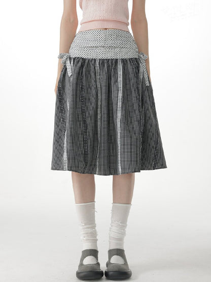 Retro Academy Plaid Polka Dot Skirt【s0000017154】
