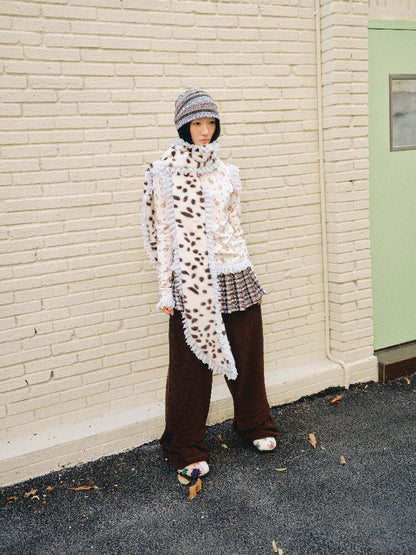 Furry Patterned Faux Fur Lace Scarf【s0000018689】