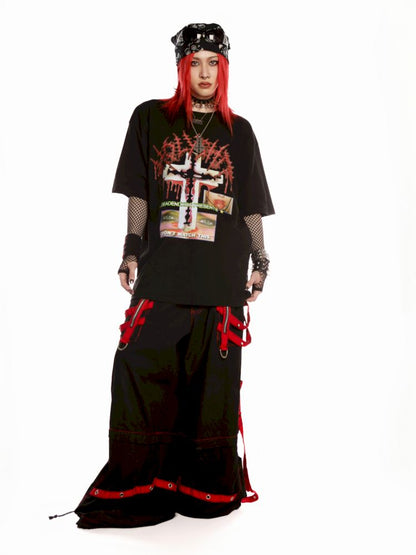 Subculture Print Unisex Loose T-shirt【s0000013600】