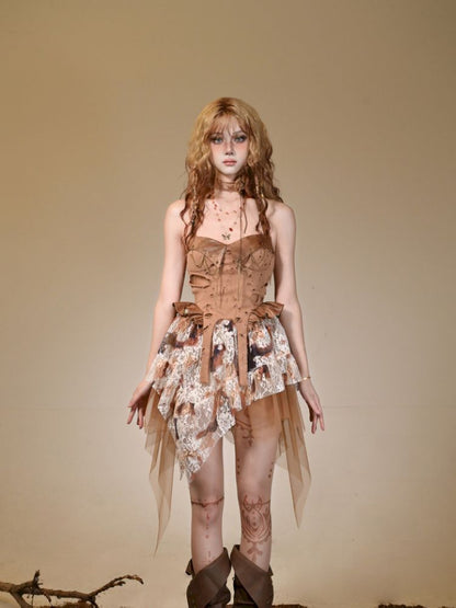 Lace wandering wind neck sexy dress【s0000013503】