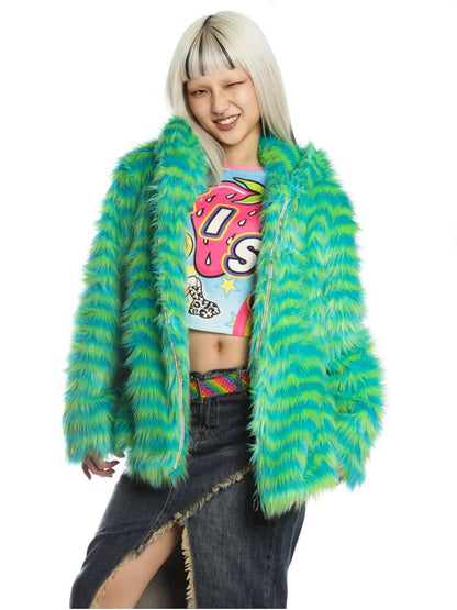 Y2K American Street Trendy White Fur Hooded Jacket【s0000014910】