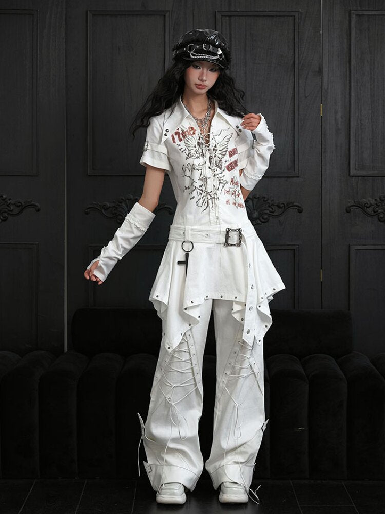 Irregular Lace Up Printed Dress【s0000018175】