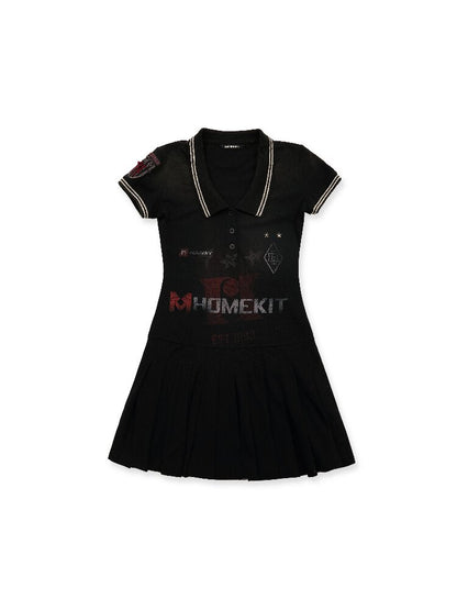 Polo Collar Pleated Skirt T-Shirt【s0000016421】