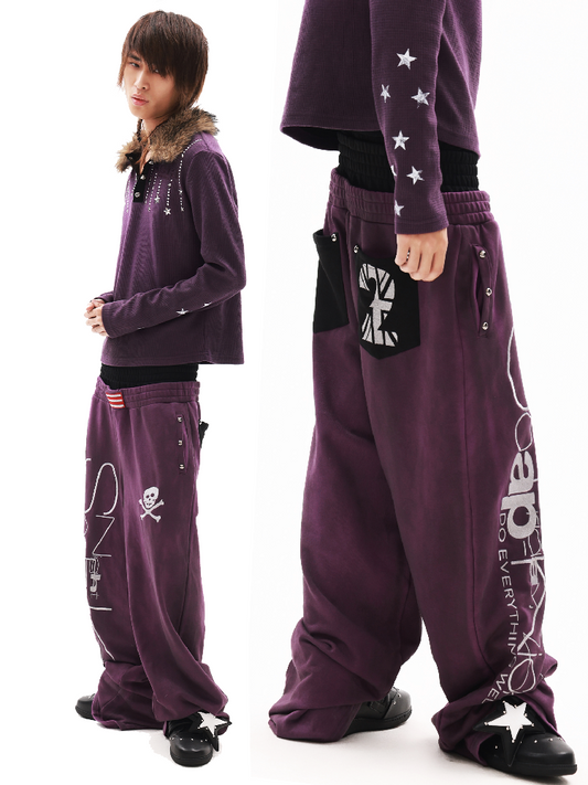 Washed Sprayed Skull Sweatpants【s0000018332】