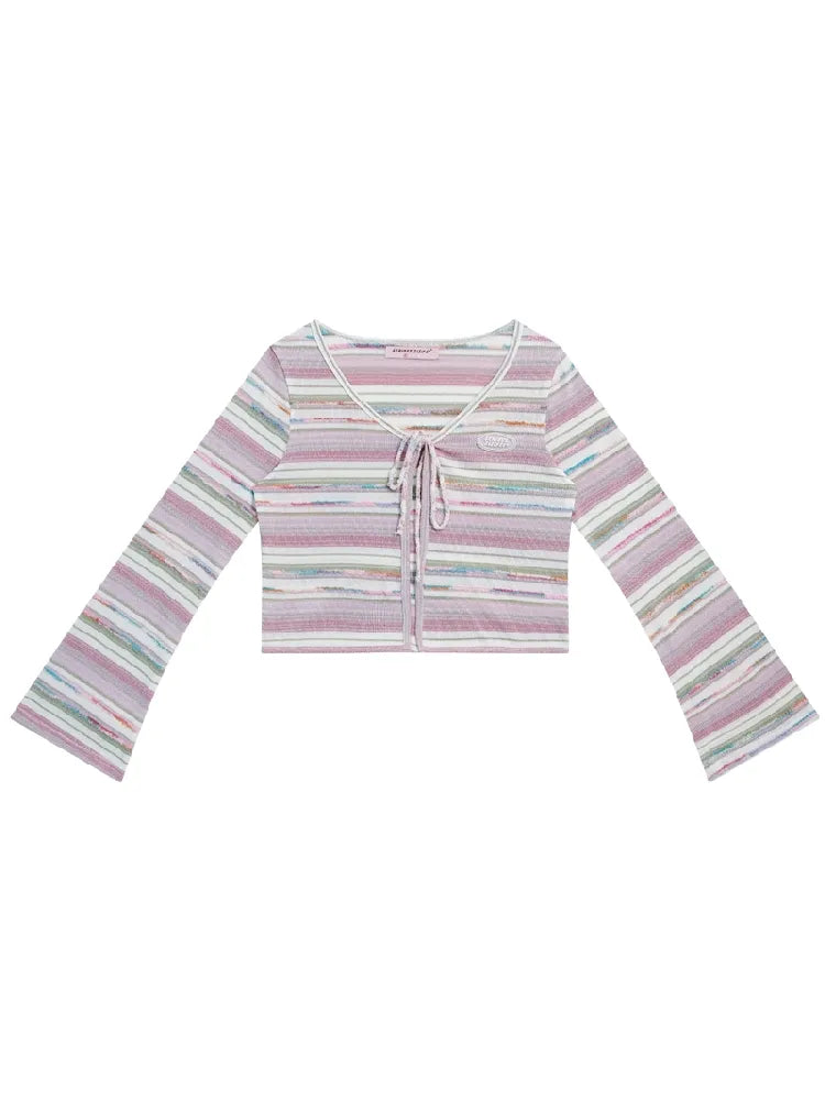 Stripe Long Sleeve Sunscreen Knitted Cardigan【s0000011683】