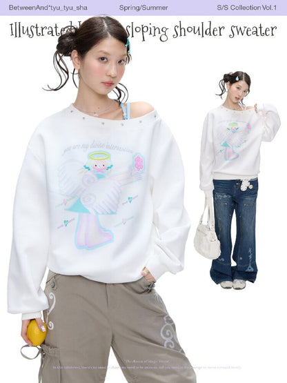 White Star Bead Shoulder Sweatshirt【s0000016384】