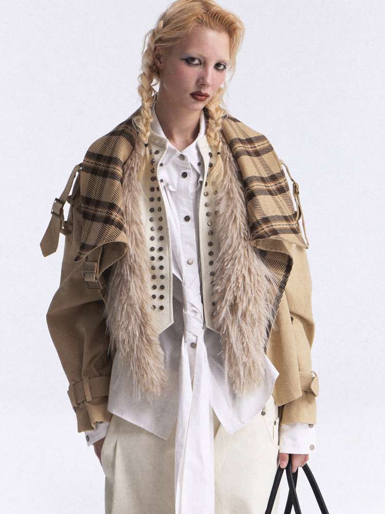 Heavy Rivet Gradient Fur Vest【s0000015389】