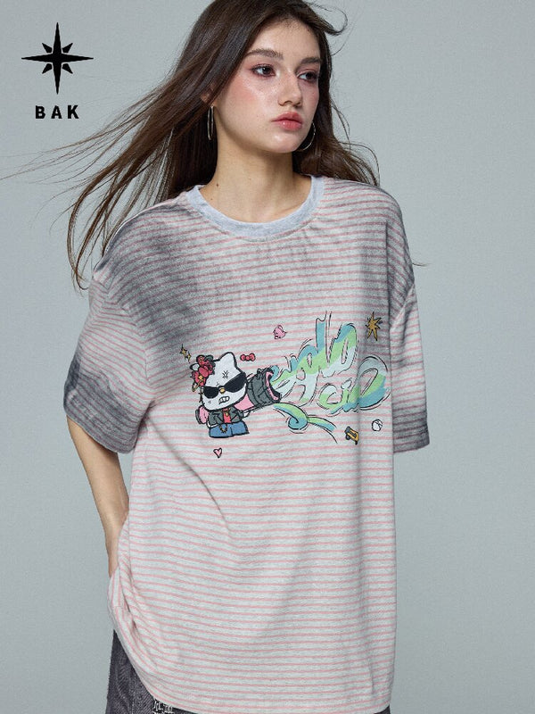 Distressed Graffiti Print T-Shirt【s0000016695】