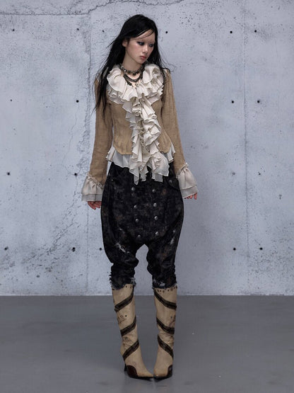 Ruffled Chiffon Flared Cardigan【s0000015548】