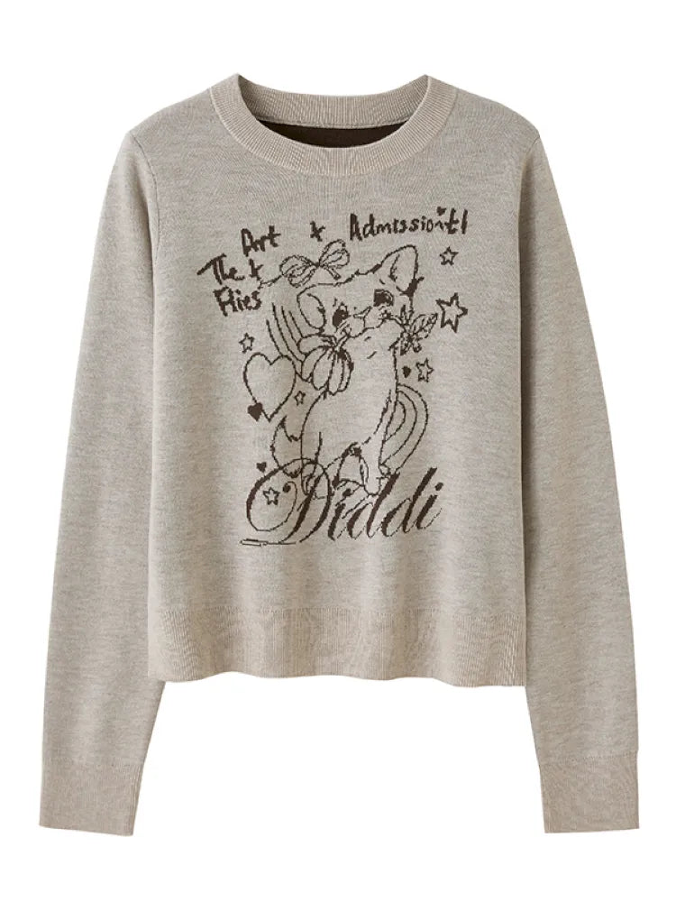 Kitten Crewneck Oversized Sweater Knit Top【s0000014065】