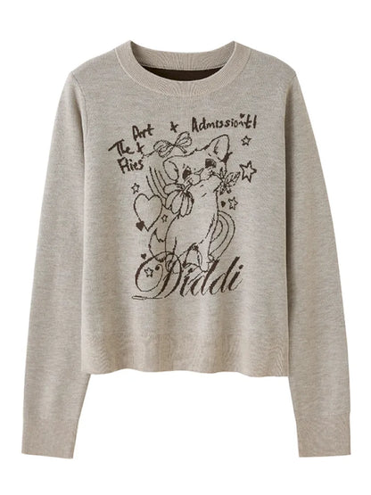 Kitten Crewneck Oversized Sweater Knit Top【s0000014065】