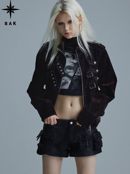 Napoleonic Matte Velvet Belt Jacket【s0000018551】