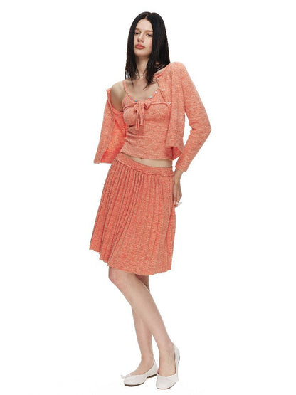 Sunset Floral Pleated Knit Set【s0000015870】