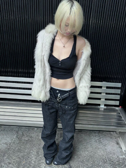 Stacked Raw Denim Zipper Jeans【s0000018188】