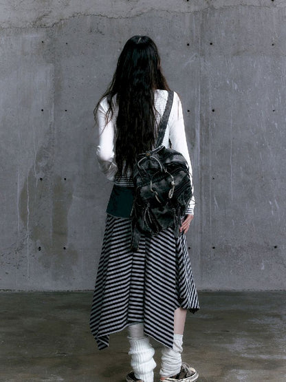 Patchwork Irregular Mid-Length Halter Skirt【s0000010400】