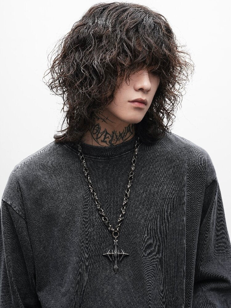 Castle Skull Heavy Retro Cross Necklace【s0000018994】