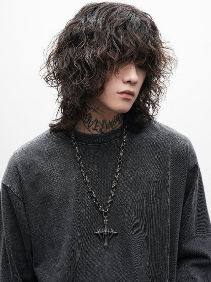 Castle Skull Heavy Retro Cross Necklace【s0000018994】