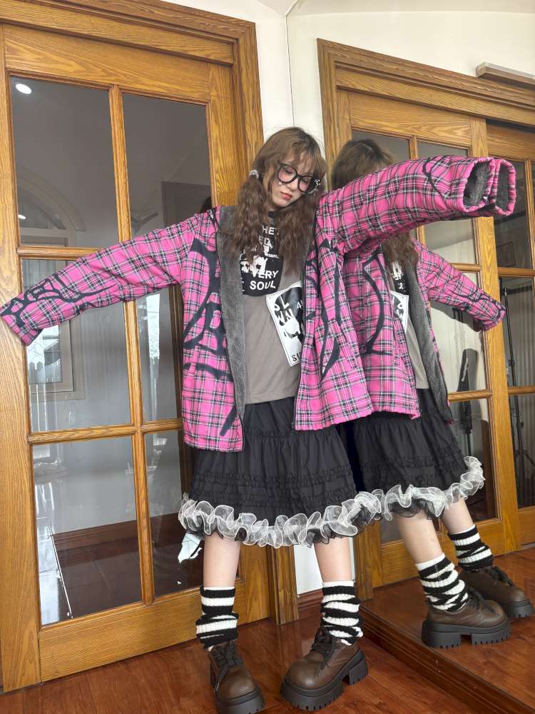 Y2K Subculture Loose Hooded Fleece Jacket【s0000014632】