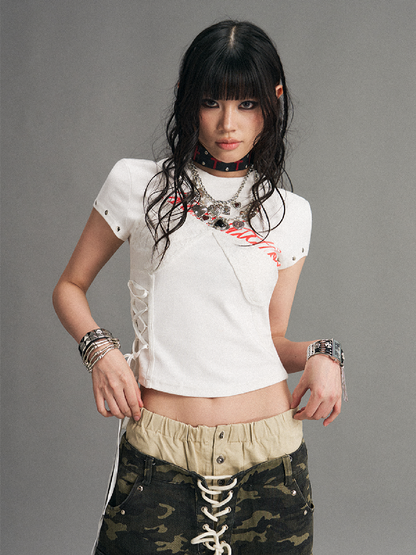 Lace Print Slim Short Sleeve T Shirt【s0000017771】