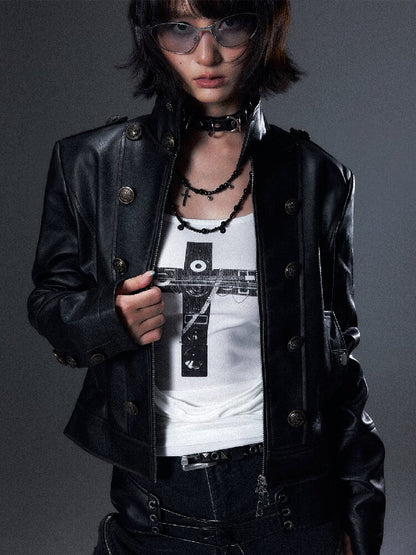 Punk Distressed Stand Collar Jacket【s0000018007】