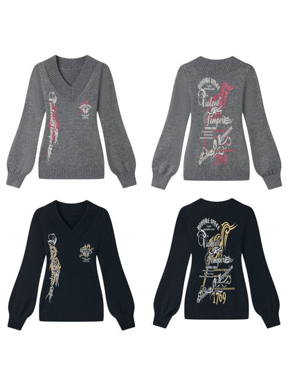 Soft Lantern Sleeve Printed Sweater【s0000015562】