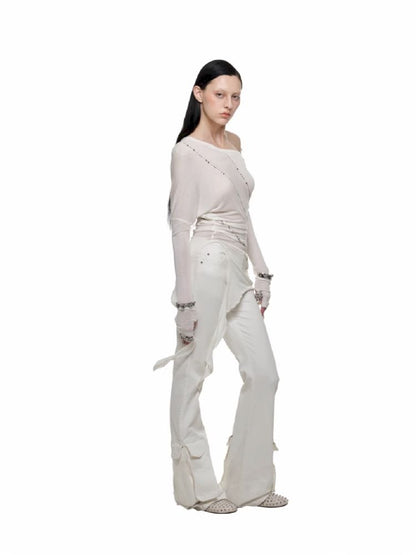 Washed Canvas Retro Flared Pants【s0000011574】