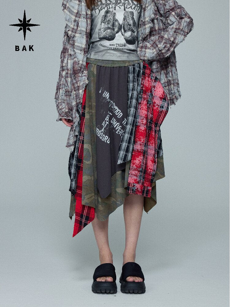 Camouflage Plaid Spliced Skirt【s0000016687】