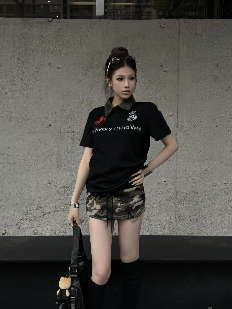 Camouflage Embroidered Street Polo Shirt【s0000018249】