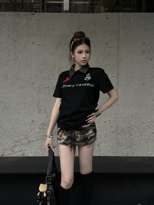 Camouflage Embroidered Street Polo Shirt【s0000018249】