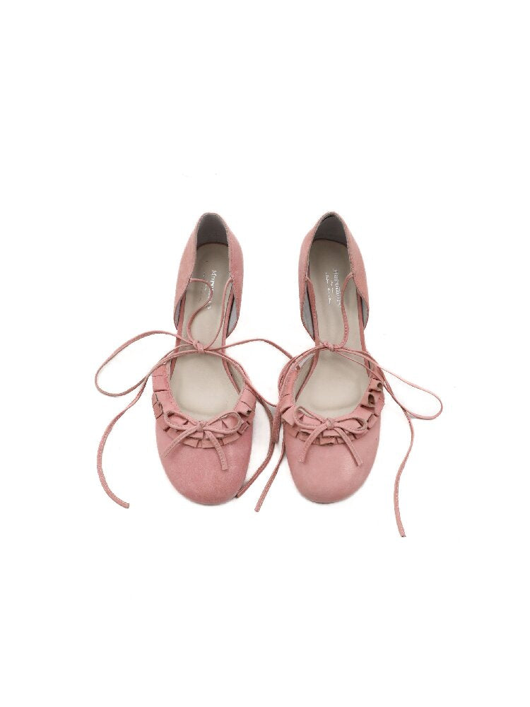 Ruffled Bow Lace Up High Heels【s0000016133】