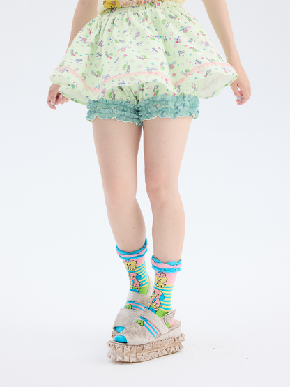 Angel Print Fluffy Skirt Pants【s0000017698】